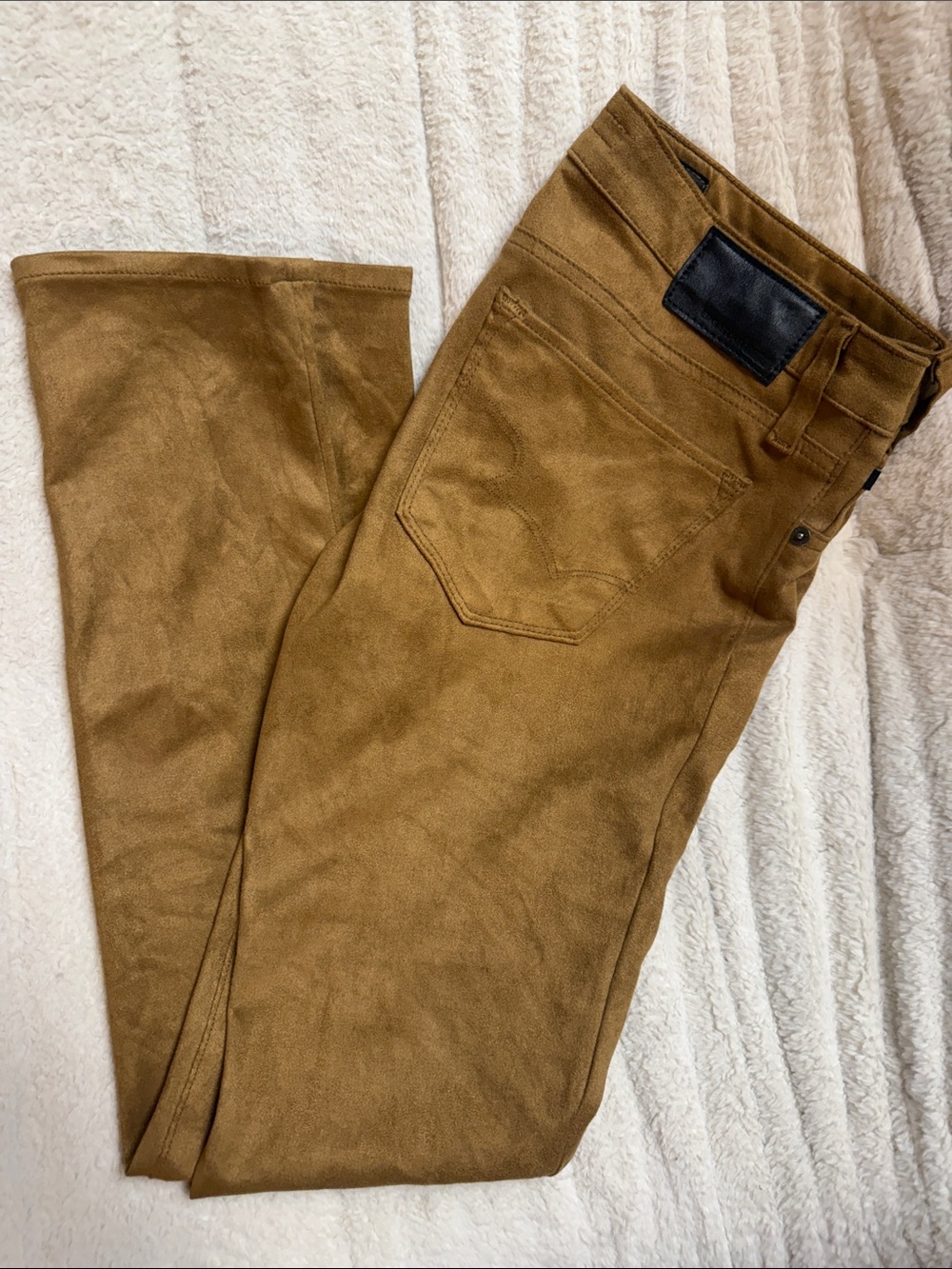 Big Star Skinny Pants in Camel Brown Suede